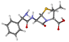 Ampicillin ball and stick